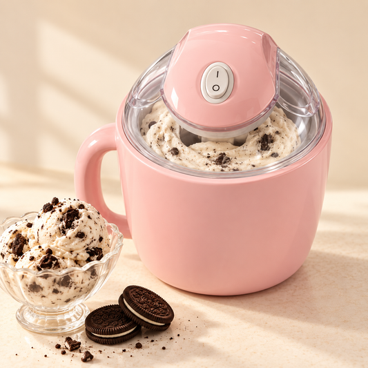 BloomScoop concept image — blush pink ice cream maker; final supplier appearance pending verification